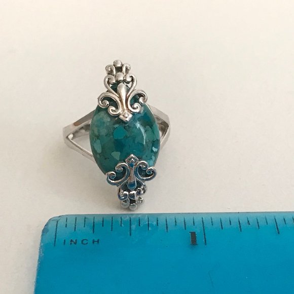Silver Native SouthWestern Turquoise Ring 7 8 9 - Picture 7 of 12